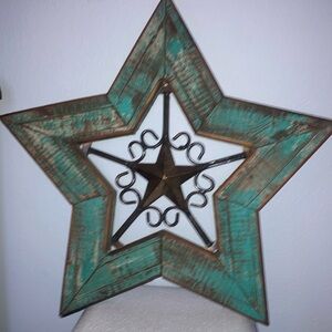 Rustic Turquoise and Brown Star Wall Decor